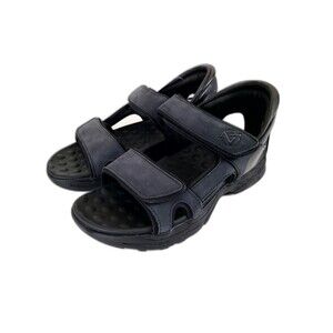 NEW! Zeba Mens Black Leather Easy Slip Sandals Shoes Size 8 Handsfree